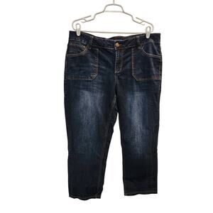 Lane Bryant Blue Dark Denim Stretch Cotton Mid Rise Skinny Capri Jeans Size 18